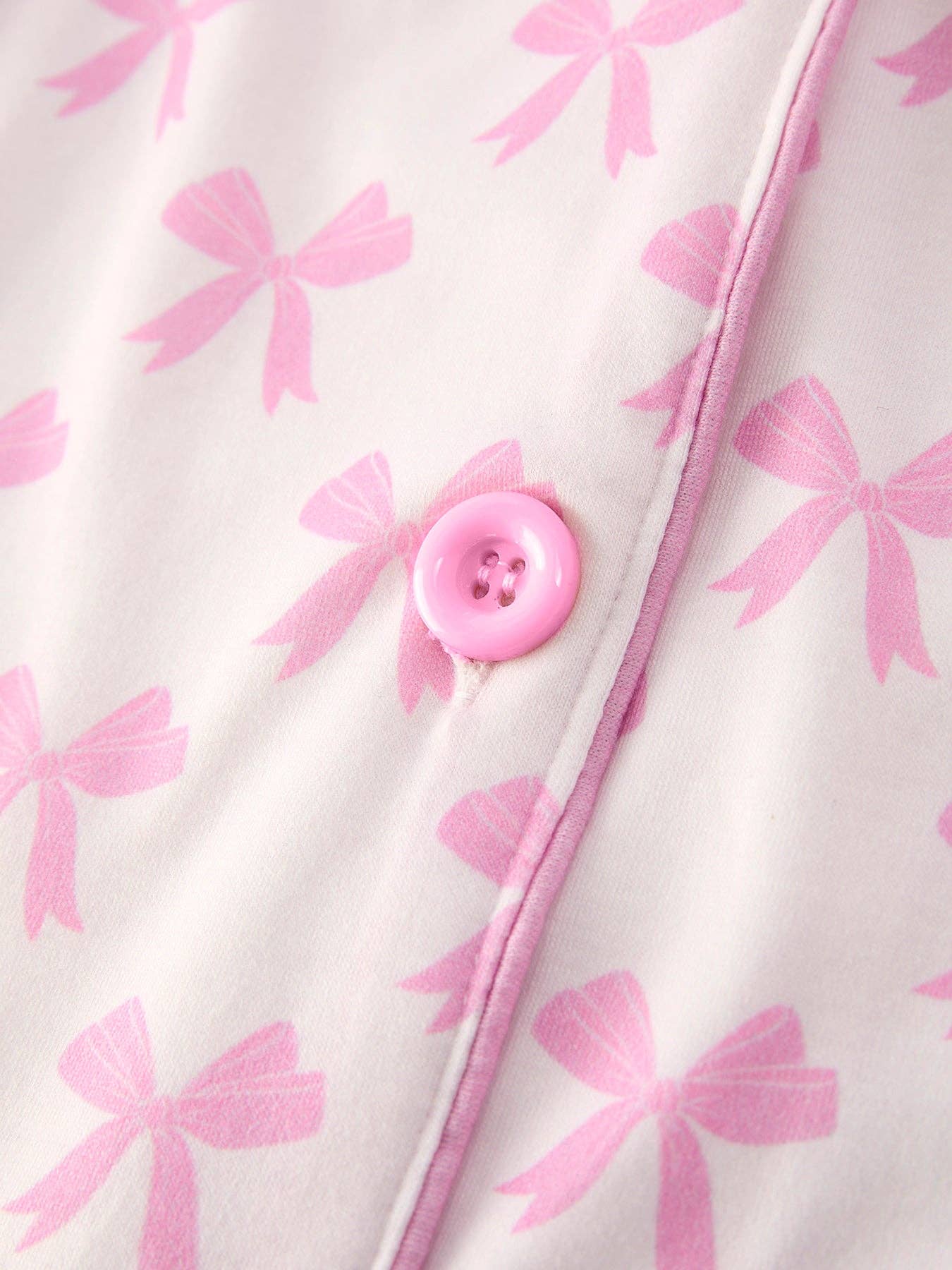 Mommy & Me Pink Bow Print Ruffle Pajama Set