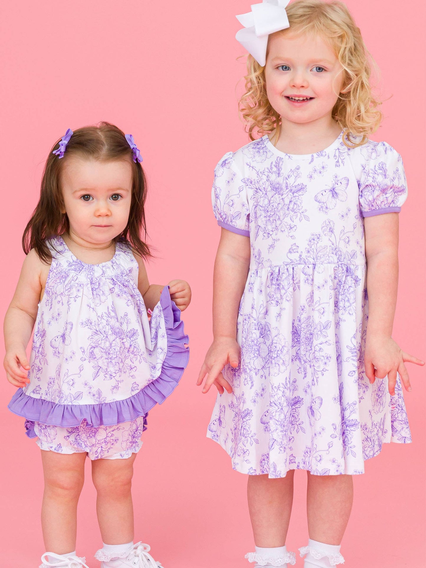 Baby Girls Wisteria Purple Butterfly Garden Toile Knit Swing Top & Bloomer Set
