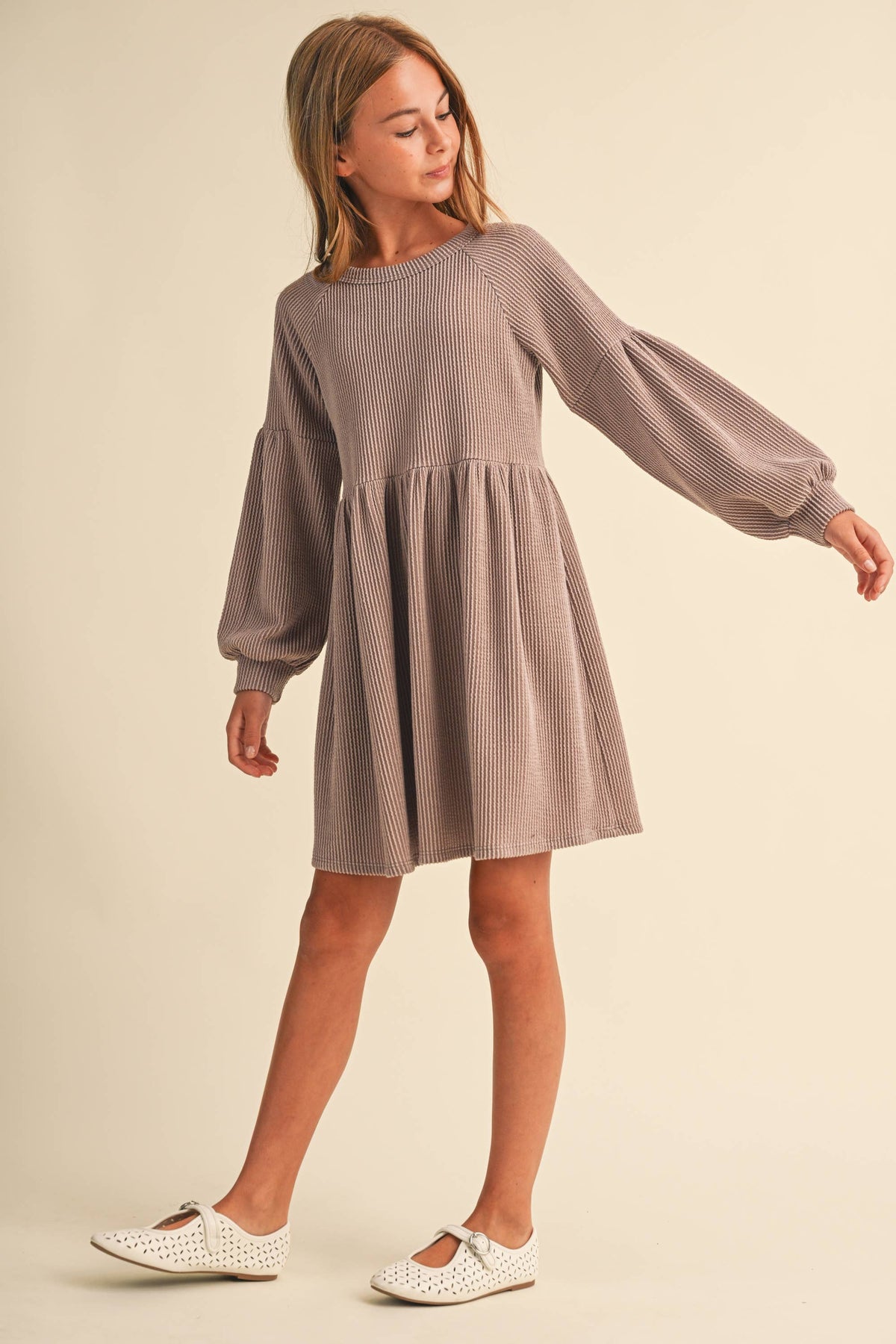 TWEEN KIDS GIRLS BABYDOLL KNIT DRESS (7-14)