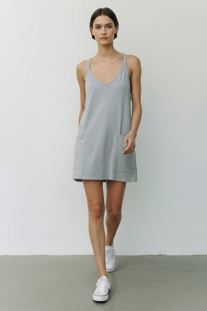 Washed Sporty Mini Dress W Built in Romper Lining