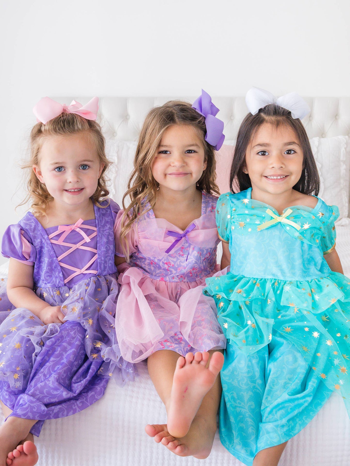 SoftSnooze™ Girls Lavender Floral Princess Puff Sleeve Dress-Up Nightgown