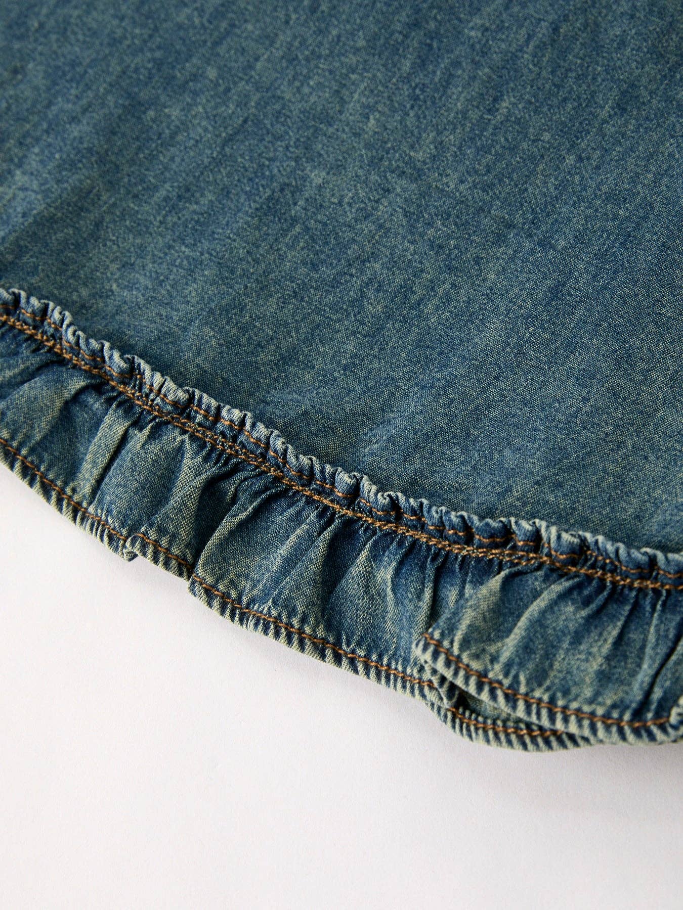 （Pre-order）Vintage Denim Ruffle Girls Dress