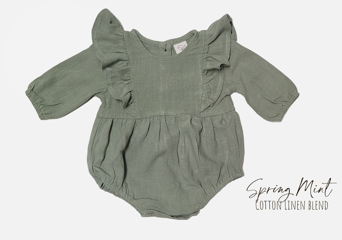 Baby Girl Linen Romper Ruffled Sleeve Dressy Gabriella style