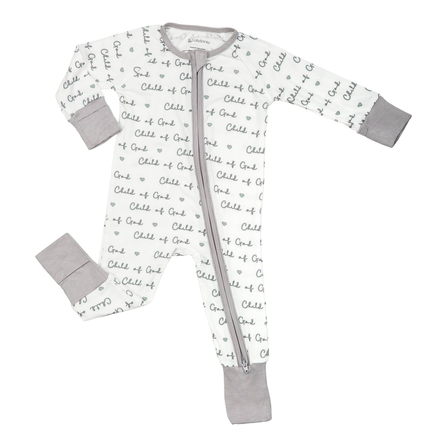 Child Of God Baby Bamboo Pajamas, 2-Way Zipper Baby Romper