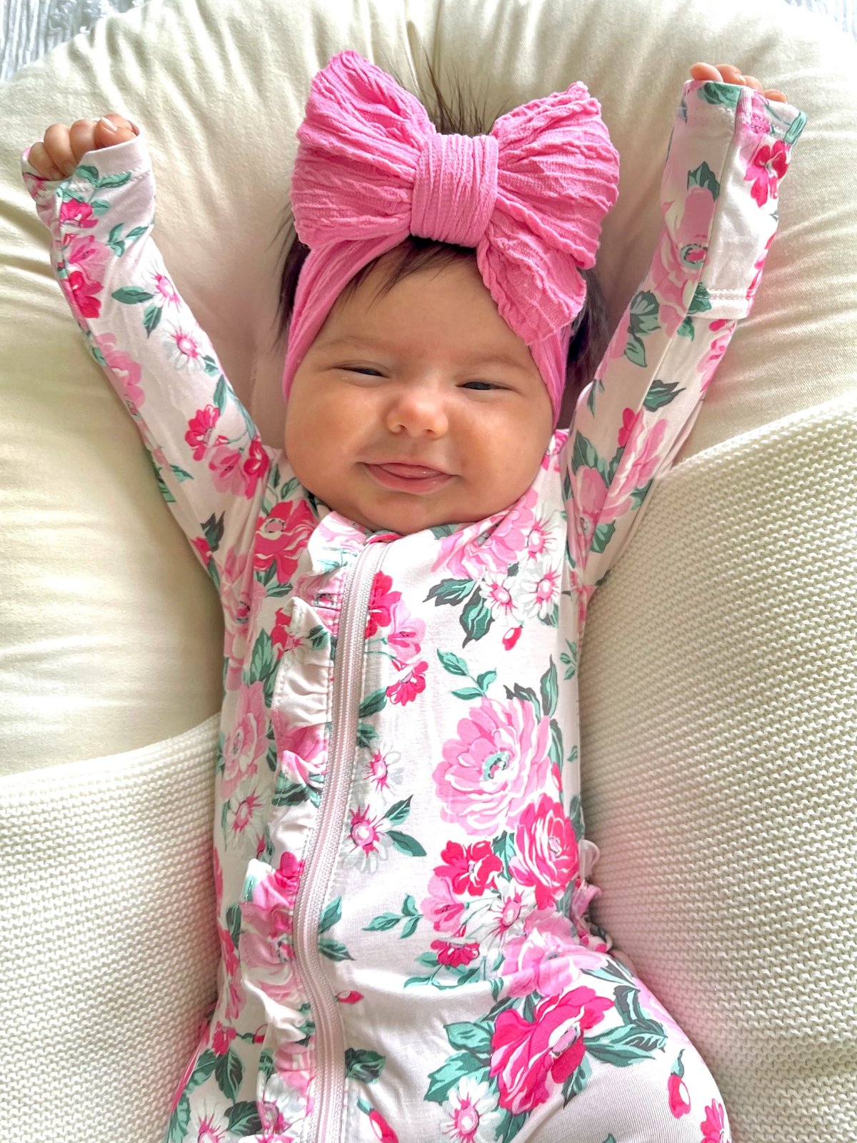 2-Way Zip Ruffle Footie, Pink Splendor