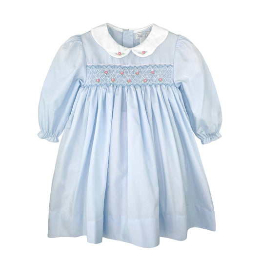 Dress with Corded Smocking and Scallop Collar