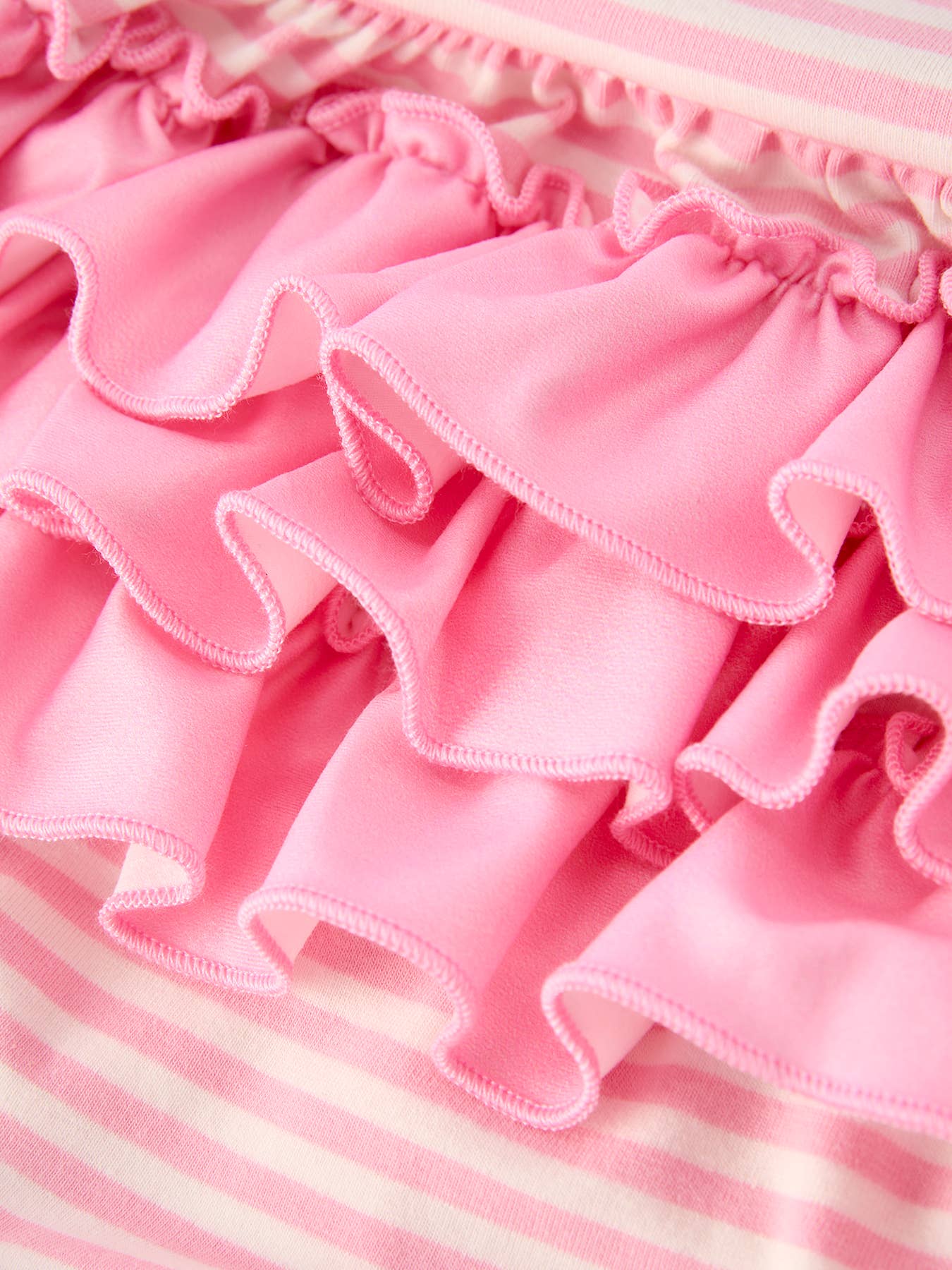 Stripe Girls Romper Bow Smocked Ruffle Sleeve