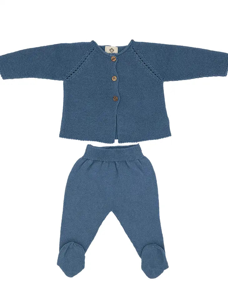 Knitted 2 Piece Set- Blue