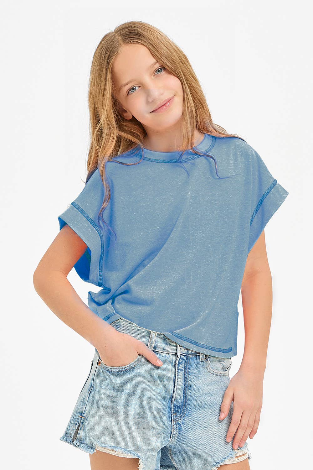 Overlap Open Back Reverse Stitched Top