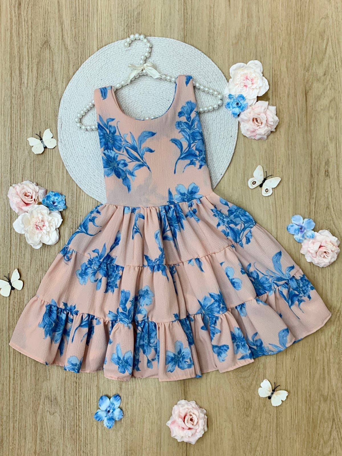 Boho Blossom Floral Print Tank Tiered Dress