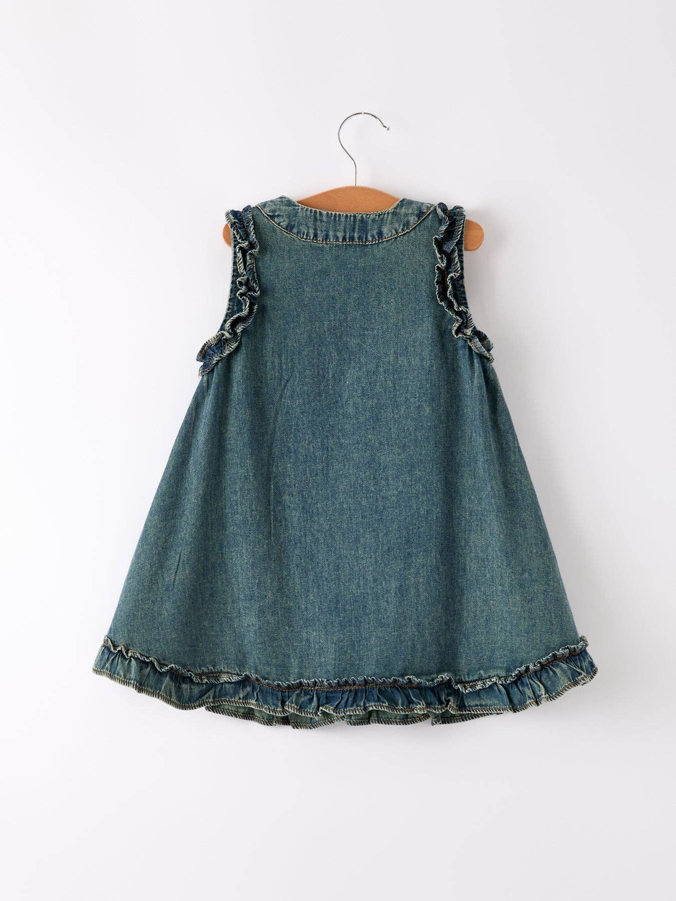 （Pre-order）Vintage Denim Ruffle Girls Dress