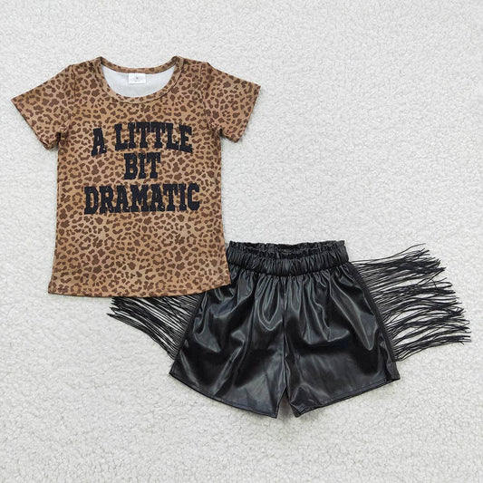Baby Girls Dramatic Top Tassel Leather Shorts Sets