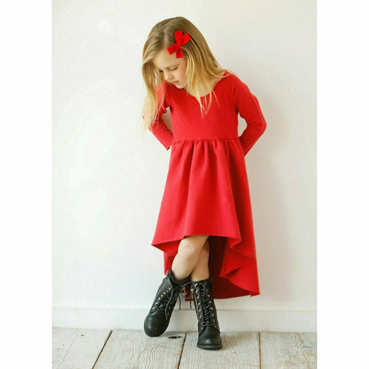 Organic Giselle Dress Long Sleeve Red