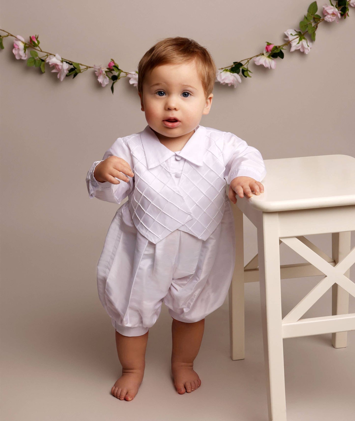 Christening Boys Romper with Hat. Patrick