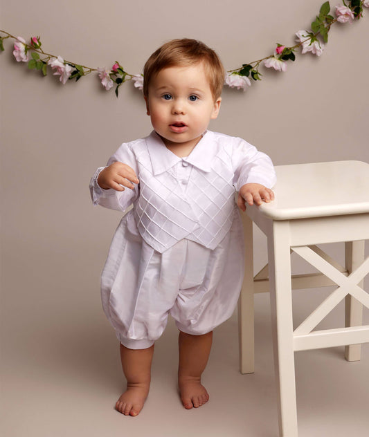 Christening Boys Romper with Hat. Patrick