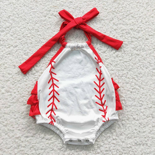 Baby Baseball Halter Bubble Rompers
