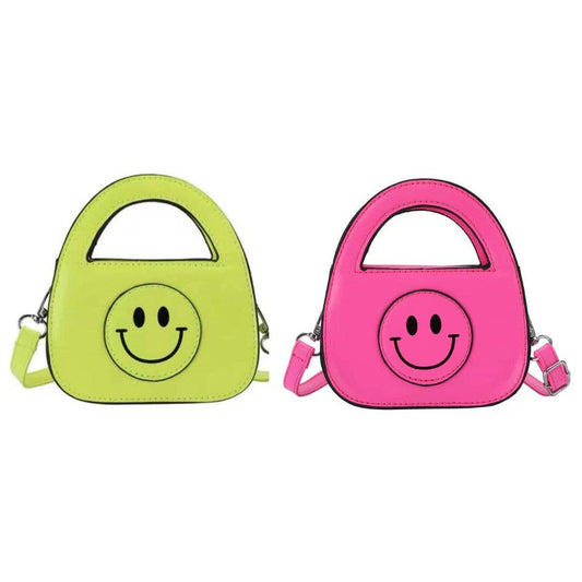Mini Neon Smiley Face Tote Purse Bag