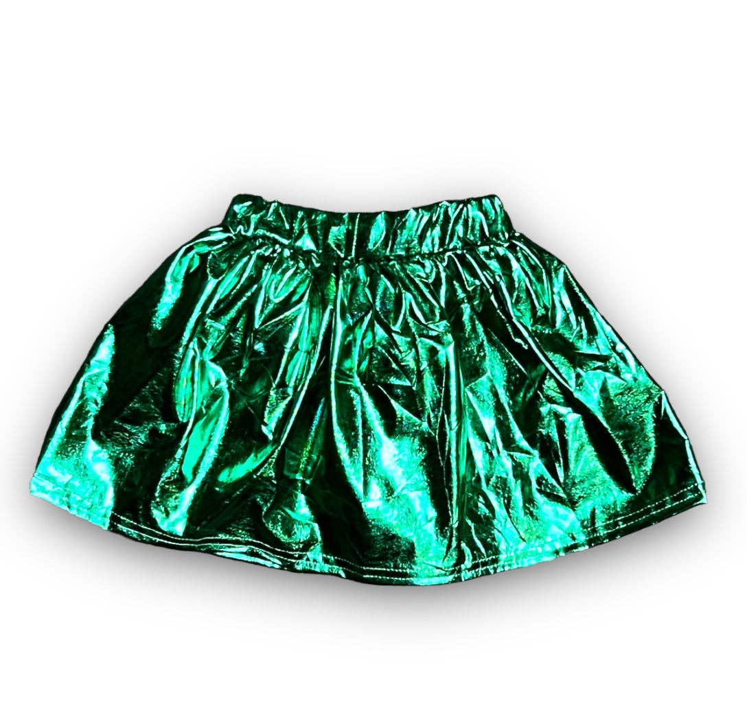 Green Metallic Kid Skort