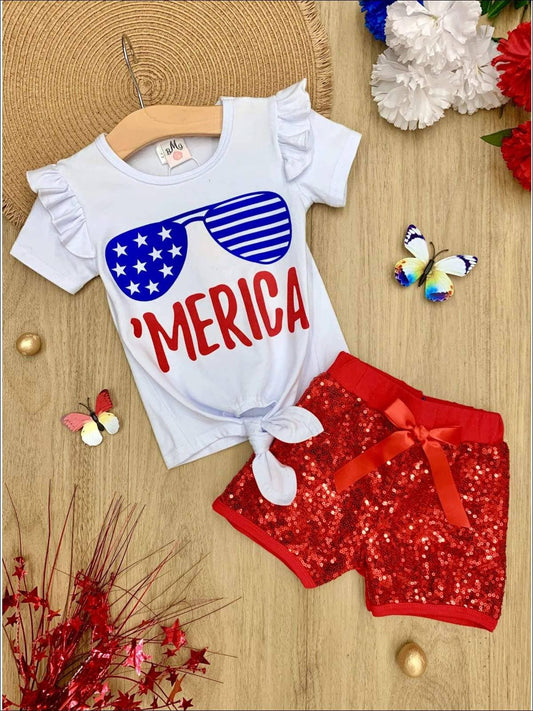 'Merica Sparkle Top And Sequin Short Set