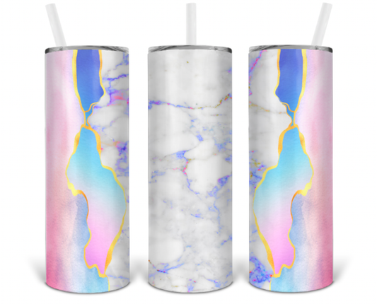 Iridescent Marbled 20oz Insulated Tall Tumbler with Straw